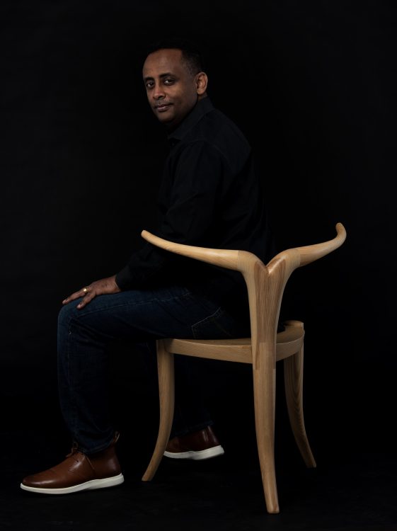 Jomo Tariku in his Nyala chair. Photo: Gediyion Kifle